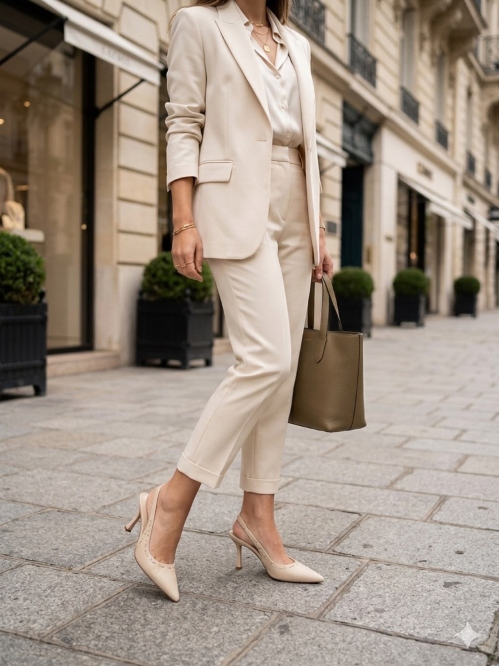 Anne Klein Beige Pointed-Toe Slingback Heels